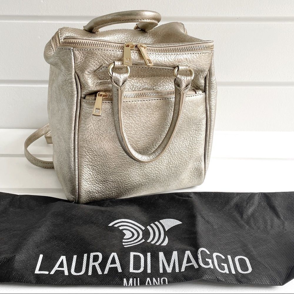 Laura Di Magio Milano Gold Genuine Leather Miniature Backpack NWT